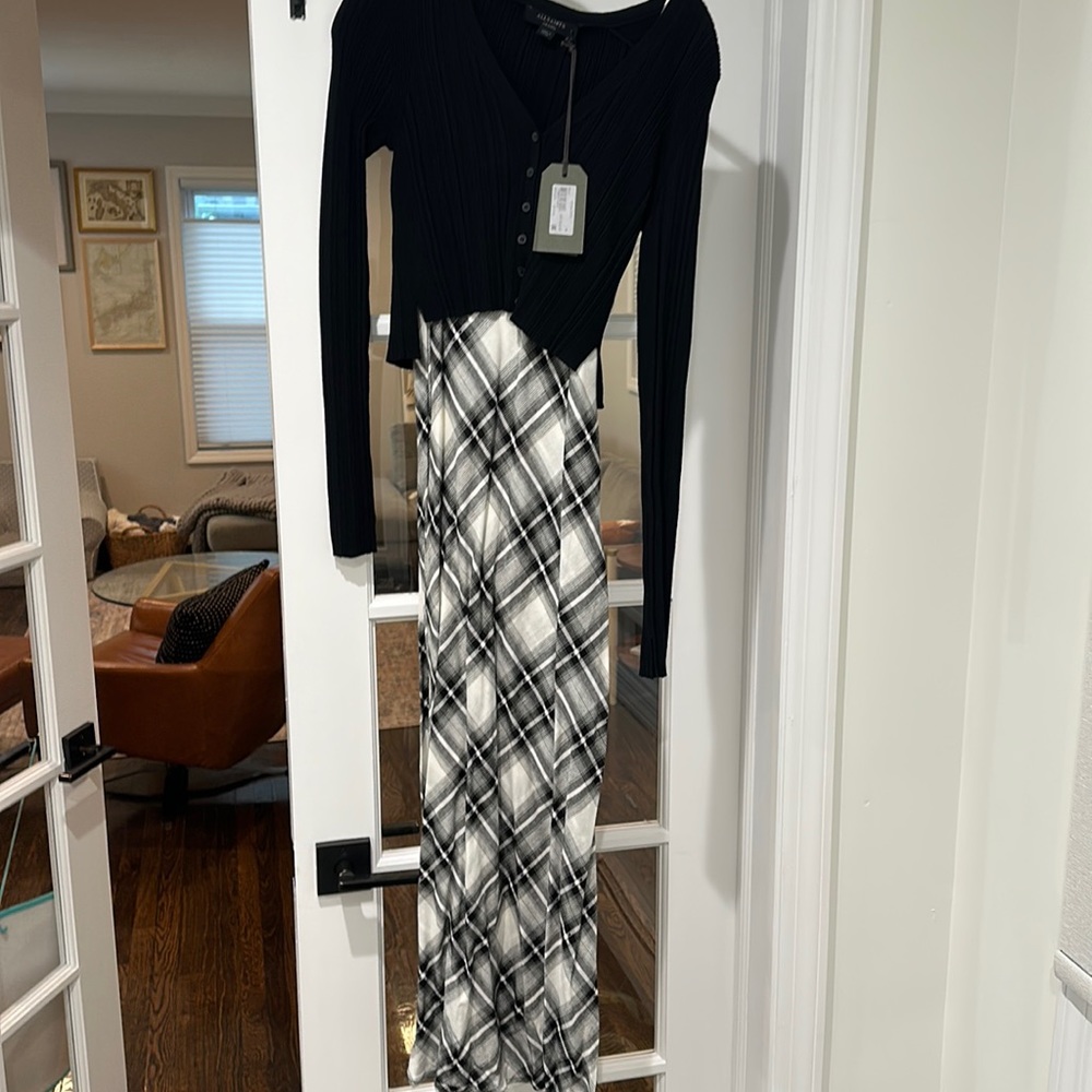 All Saints plaid dress and black sweater set